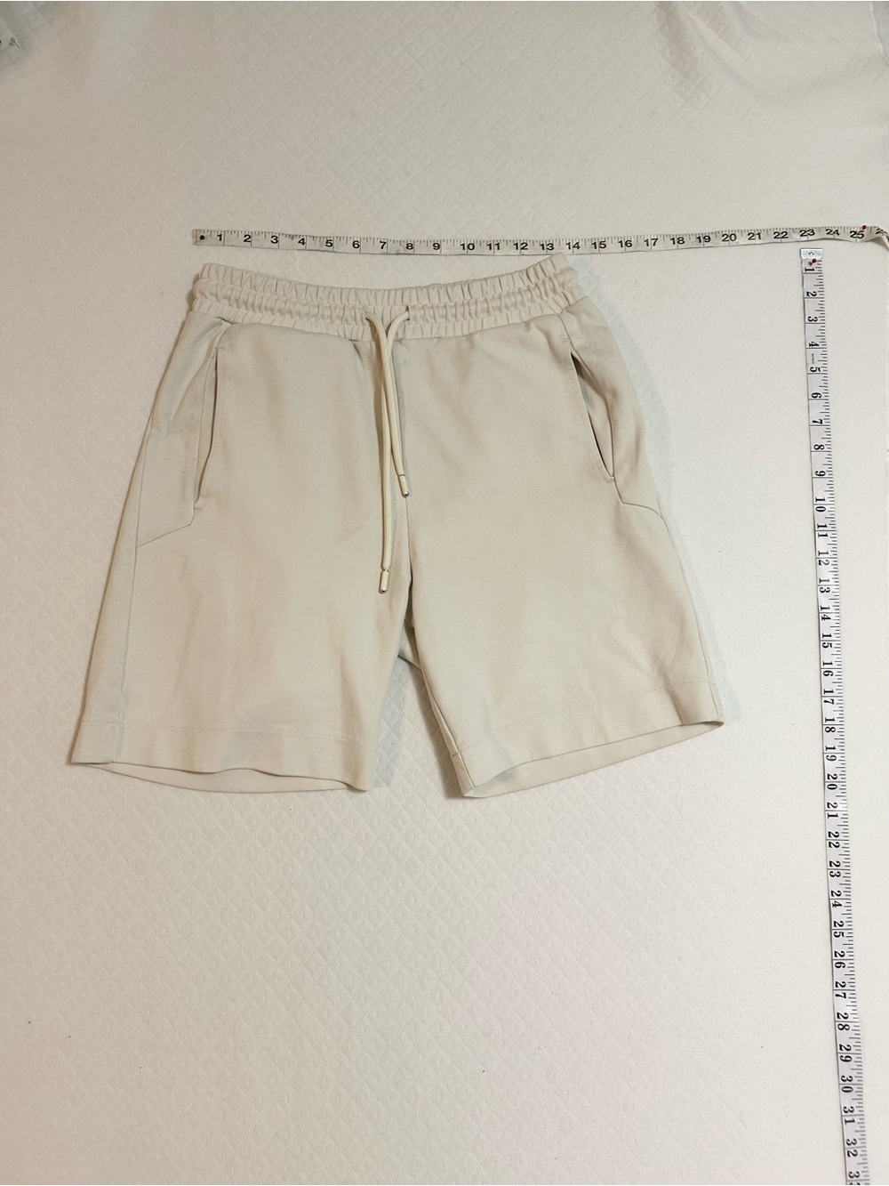 Zara Cream Drawstring Athletic Shorts – Minimal Lounge Casual